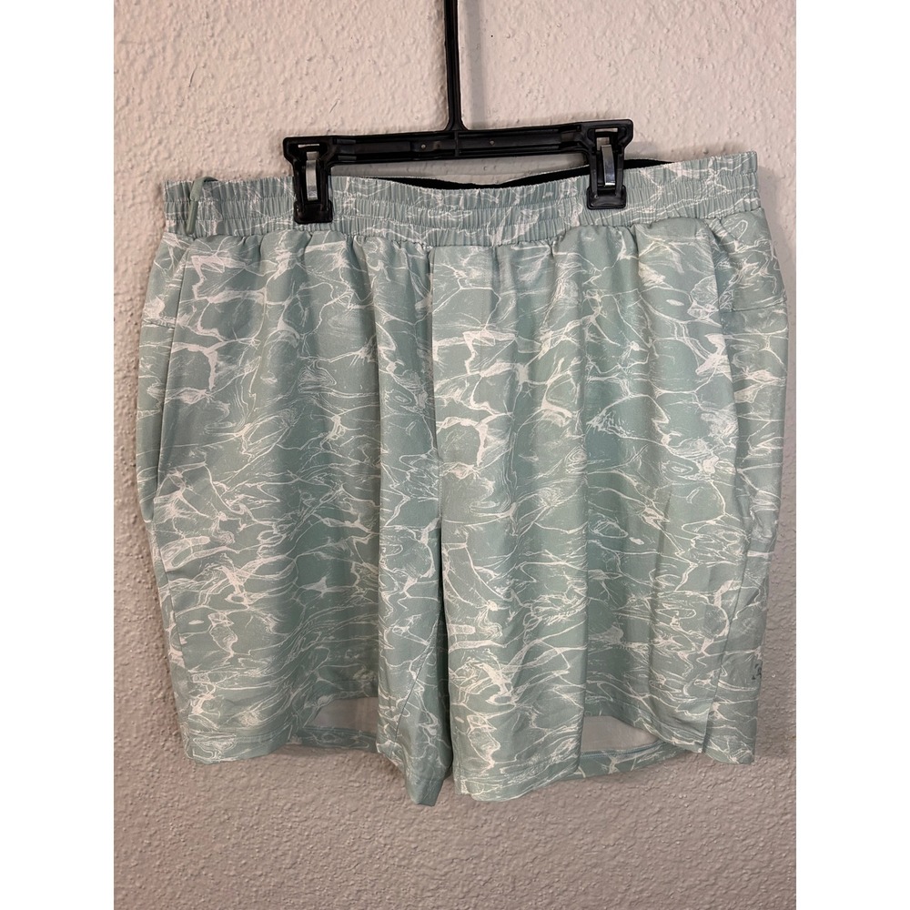 Lululemon Pace Breaker Lined Shorts XXL Mint Green Water Ripple Print Mens